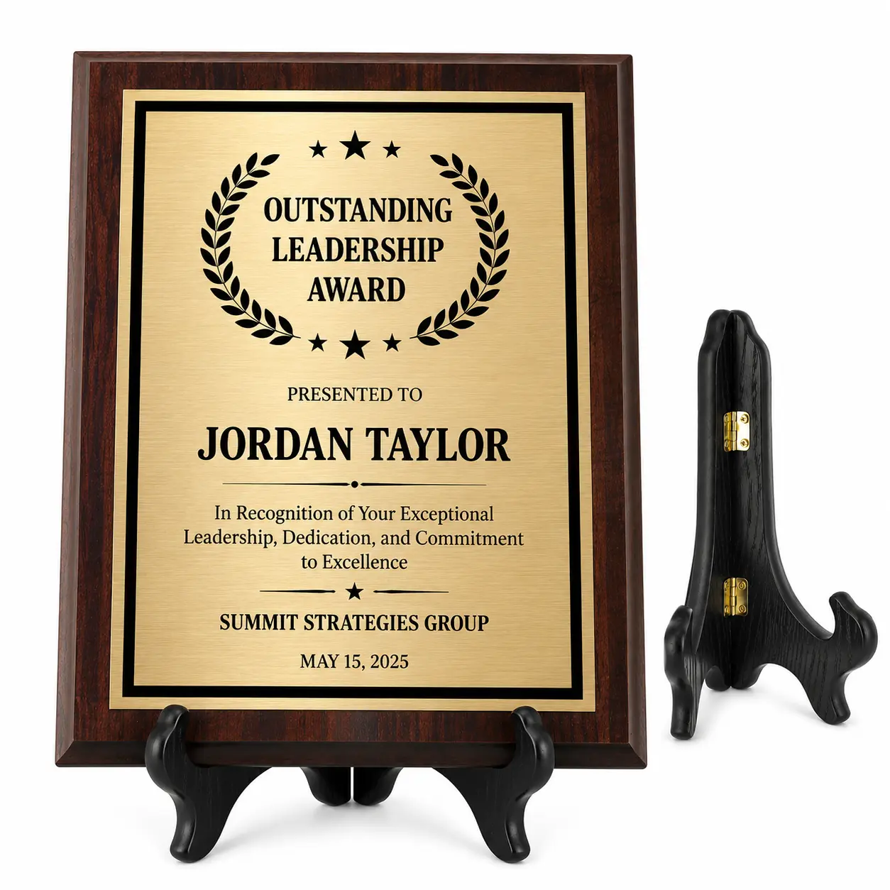 Custom Award Plaque with Display Stand Personalized Recognition Plaque Gift for Employee Teacher Coach Leader Graduation | 4 Sizes Available