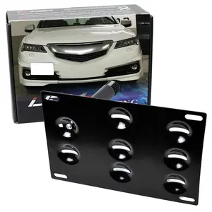 iJDMTOY No Drill Front Bumper Tow Hook License Plate Mounting Bracket Adapter Kit For 2015-up Acura TLX