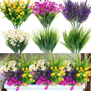 24 Pcs Artificial Flowers for Outdoors, UV Resistant Fake Plants, Plastic Faux Flowers for Indoor Outdoor Decor, Wedding