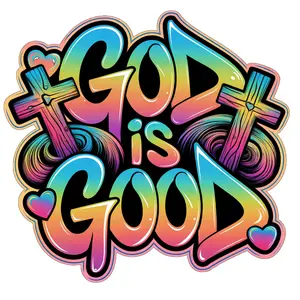God Is good Bright Rainbow colors Direct To Film Prints, DTF Prints, Ready To Press Transfer for T-shirts