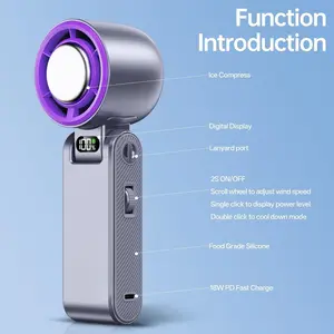 Portable Handheld Dynamic Cooling Fan, USB Rechargeable Wearable Fan, 4000mah Battery, 4 Speeds, 10 Hours Runtime, Ideal for Outdoor Activities