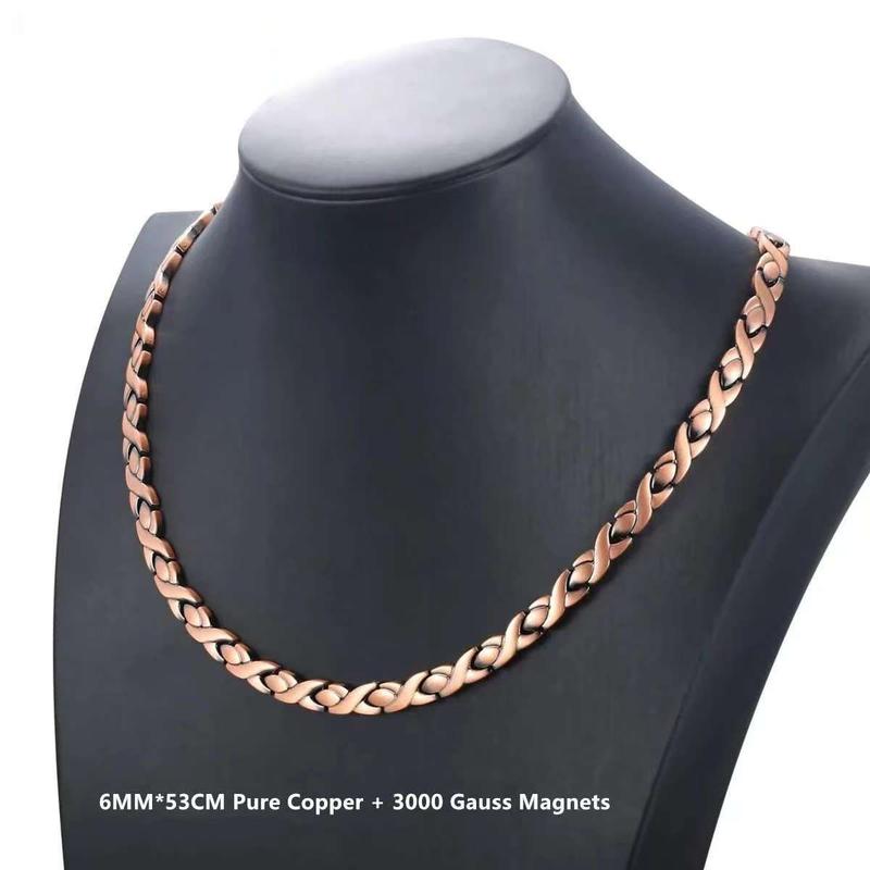 Energy Series Unisex 99% Pure Copper Magnetic Necklace Adjustable Chain Jewelry for Men Women One-Piece Design Gift with Sizing Tool
