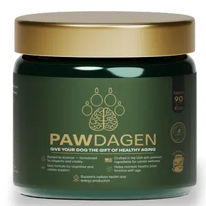 PAWDAGEN Dog Longevity Supplement – NMN, CoQ10, Lions Mane,Soft Chew Dog Vitamins for Brain Health, Energy, Vitality & Cellular Support, Ashwagandha & Creatine – All Breeds & Ages – Made in USA, 90 Chews