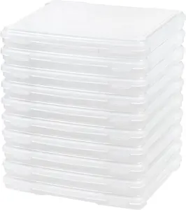 Board Game Storage Containers, 10-Pack |Made in USA| Organizers with Built-In Handle & Snap-Tight Lid for Puzzles, Scrapbook, and Fits 8.5" x 11" or A4 Papers, Slim - Clear