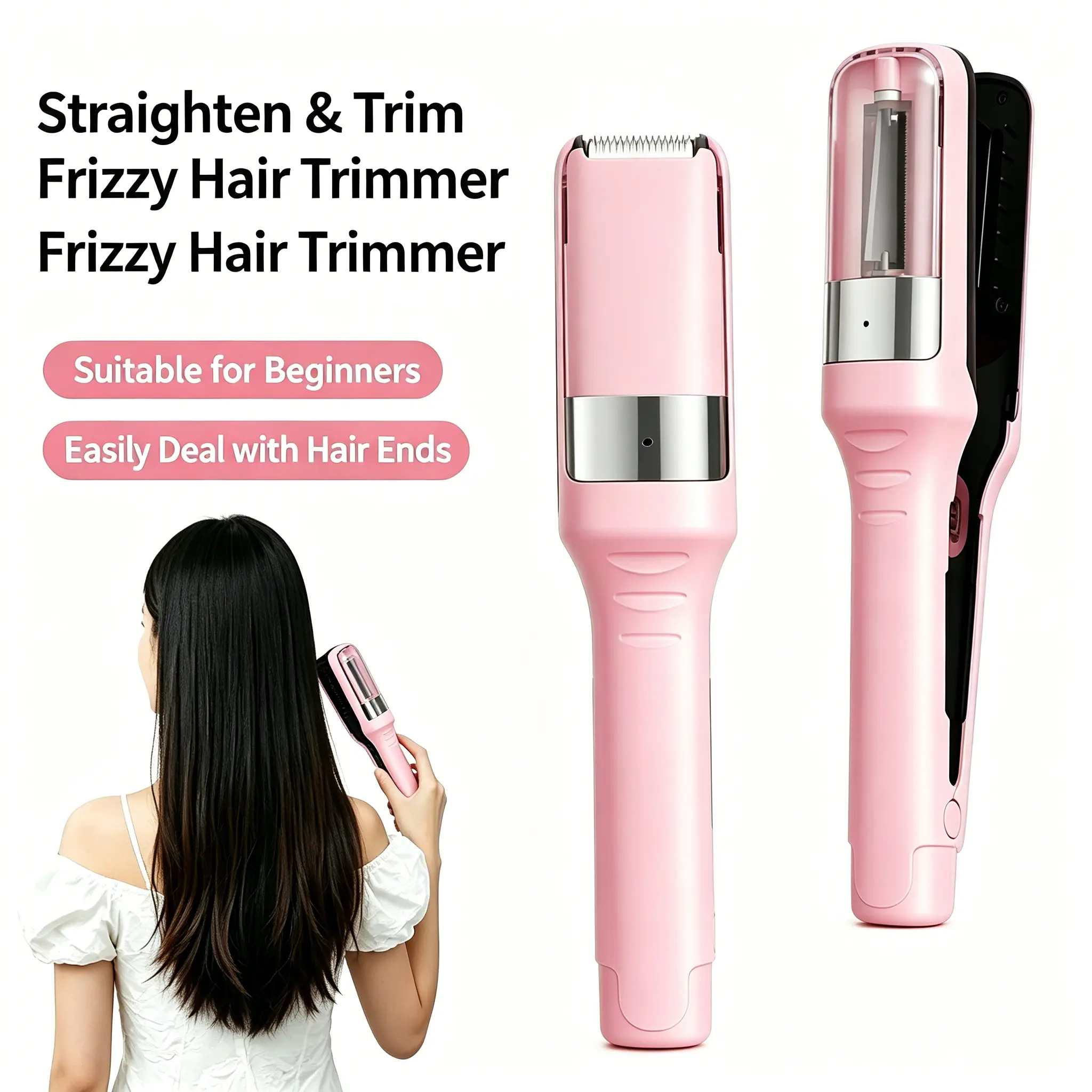 Cordless Split End Trimmer for Hair Ends Repair, 2-in-1 Rechargeable Hair Clipper & Grooming Tool for Easy Styling at Home or Travel