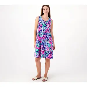 Denim & Co. Printed Favorite Jersey ScoopNeck Swing Tank Dress