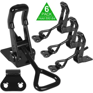 Adjustable Toggle Clamp Holding Capacity Toggle Latch Hasp Clamp Quick Release Pull Latch Black 6pcs 550lbs