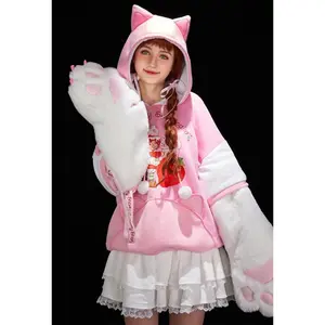 Strawberry Shortcake x Micotaku Strawberry Marshmallow Furry Paw Hoodie