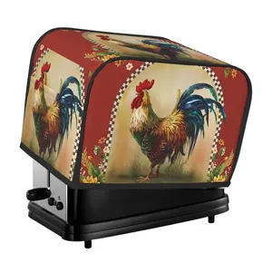 Sunflower Rooster Toaster Cover Chicken Print Small Kitchen Appliance Toaster Dust Cover Microwave Bread Maker Cover for 2 Slice Models