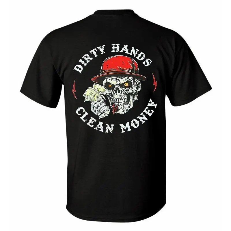 Men's Dirty Hands Clean Money Graphic Tee - Casual Round Neck Short Sleeve Cotton Top, Lightweight Breathable Natural Fabric, Standard Fit USA-Made Menswear, Cold Wash Work T Shirts