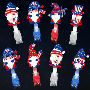 36Pcs Patriotic LED Finger Lights, 4th of July Independence Party Favors, Gnome-Themed Glow-in-the-Dark Toys for Kids, Bulk Goodie Bag Stuffers Classroom Prizes Gifts