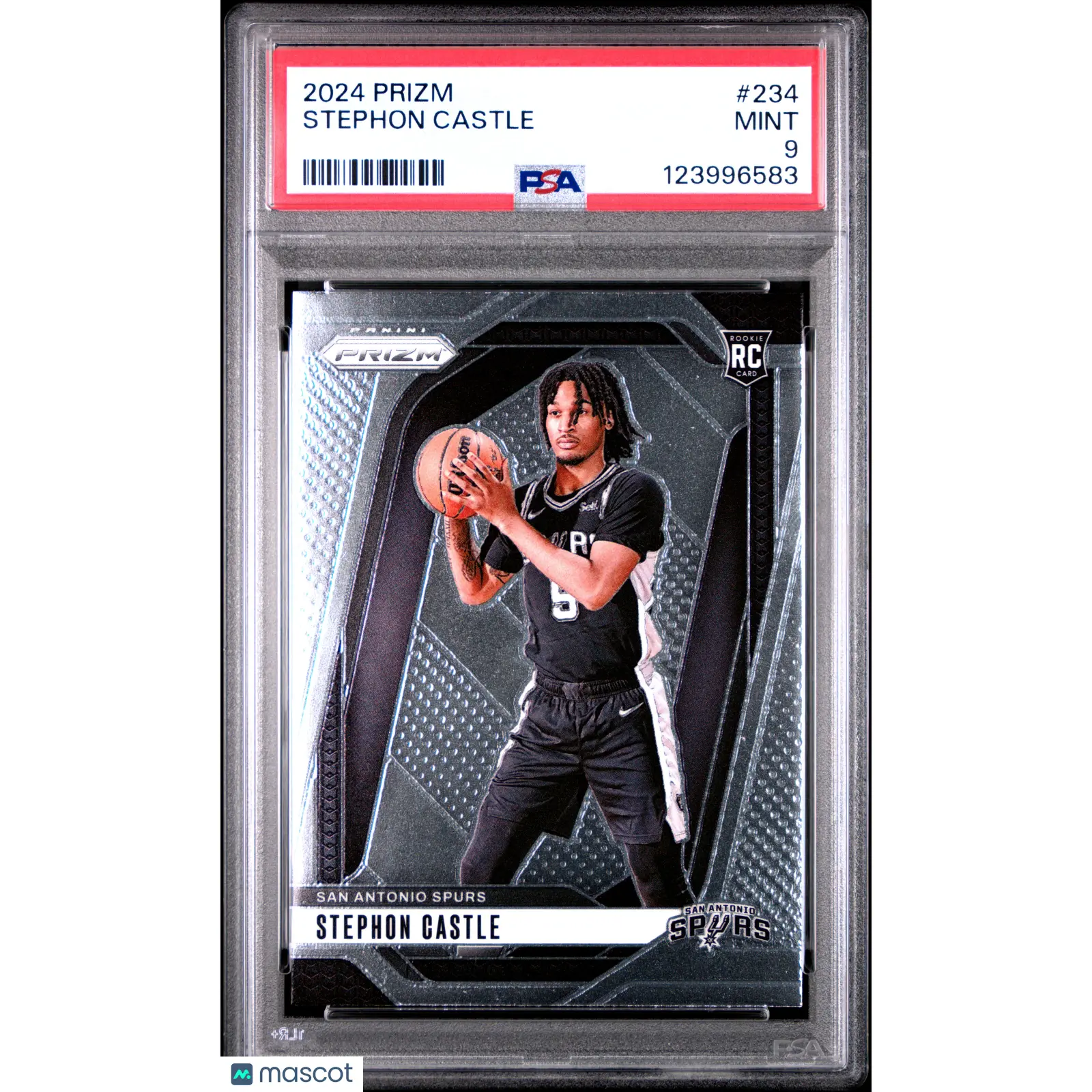 2024-25 Panini Prizm Stephon Castle Rookie #234 San Antonio Spurs RC PSA 9 Mint