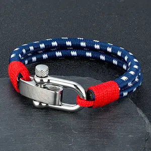 Nautical Style Double Strand Rope With Stainless Steel Shackle Clasp Wrap Bangle Unique Sailing-Inspired Gift for Men