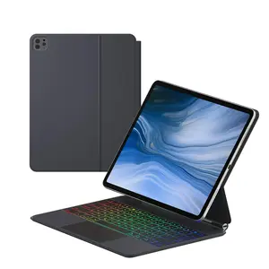 2 In 1 Magnetic Multi-Touch Trackpad Keyboard & Tablet Case, 1 Count Durable Portable Slim 7 Colors Backlit Keyboard & Tablet Case for iPad Pro 12.9 6/5/4/3 Gen Device, Tablet & Computer Accessories, Rechargeable Wireless Keyboard, Gifts for Boyfriend