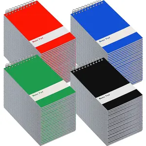 100 Pads Spiral Memo Pads Bulk 3 x 5 Inch Small Pocket Notepad Top Bound Lined 60 Sheets Mini Notebooks for School College Office  Supplies (Black,Green,Dark Blue,Red)
