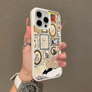 Magnetic Stylish Case for iPhone 17 16 E Pro Max 15 Plus 14 13 12 11 XS XR, Cat Portraits Wall Aesthetic | Shockproof, Silicone, Lightweight, Girly, and Scratch Resistant Protection