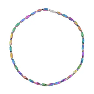 Hematite Silvertone Beaded Necklace with Magnetic Clasp for Women Jewelry Size 20" Ct 181.22 Birthday Christmas Gifts