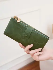 Women's Vintage Zipper Long Wallet, Multi Card Slot Folding Wallet, Casual Multi-functional Wallet for Women, Casual Trendy Wallet
