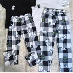 Cute Dragon Print Pajama Pants – Soft Cotton Plaid Lounge Bottoms for Men, Women & Family (Pants Only)