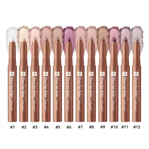 Long Lasting Eyeshadow Stick, Glitter Shimmer Eyeshadow, 12pcs/set Waterproof Eyeshadow Pen, Smudge-proof Eye Shadow Pen, Easy To Use, Eye Makeup Tool for Women, Highly Pigmented Palette