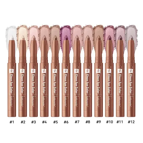 Long Lasting Eyeshadow Stick, Glitter Shimmer Eyeshadow, 12pcs/set Waterproof Eyeshadow Pen, Smudge-proof Eye Shadow Pen, Easy To Use, Eye Makeup Tool for Women, Highly Pigmented Palette, Eye Makeup Products