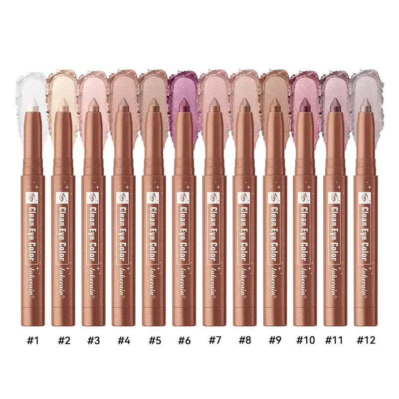 Long Lasting Eyeshadow Stick, Glitter Shimmer Eyeshadow, 12pcs/set Waterproof Eyeshadow Pen, Smudge-proof Eye Shadow Pen, Easy To Use, Eye Makeup Tool for Women, Highly Pigmented Palette, Eye Makeup Products