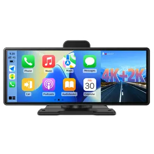 10.26" Carplay & Android Auto for Car, with 4K Dash Cam & 2K Backup Camera, 60FPS Smooth Carplay Screen BT/AUX/FM, Voice Control/Music Play