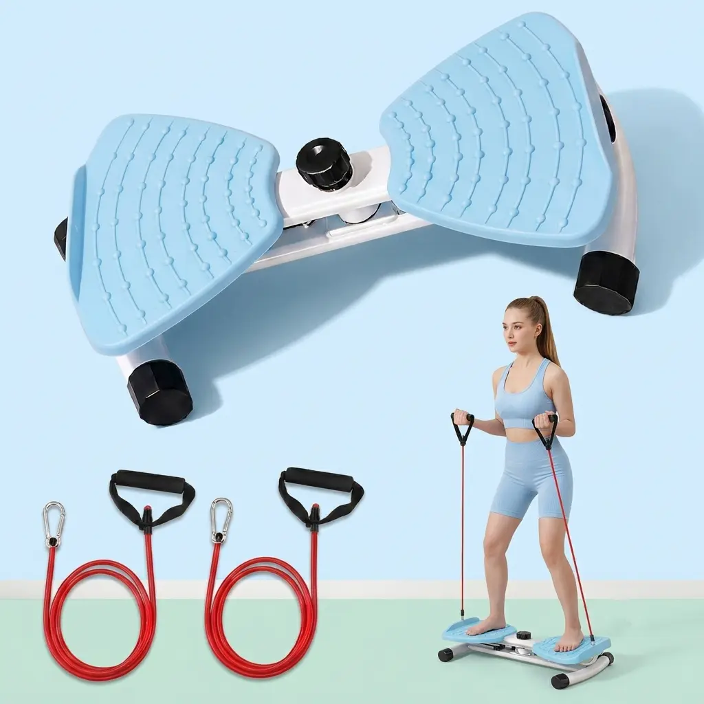 Portable Space-Saving Twist Board Set with 2 Workout Bands, Non-Slip Quiet Core Trainer for Full Body Exercise, Ideal for Women & Beginner Users