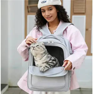 High-End Fashion Cat Bag, Breathable Side-Opening Cat Harness, Large Space Pet Backpack, Suitable for Puppies Up to 7kg, Transparent Foldable