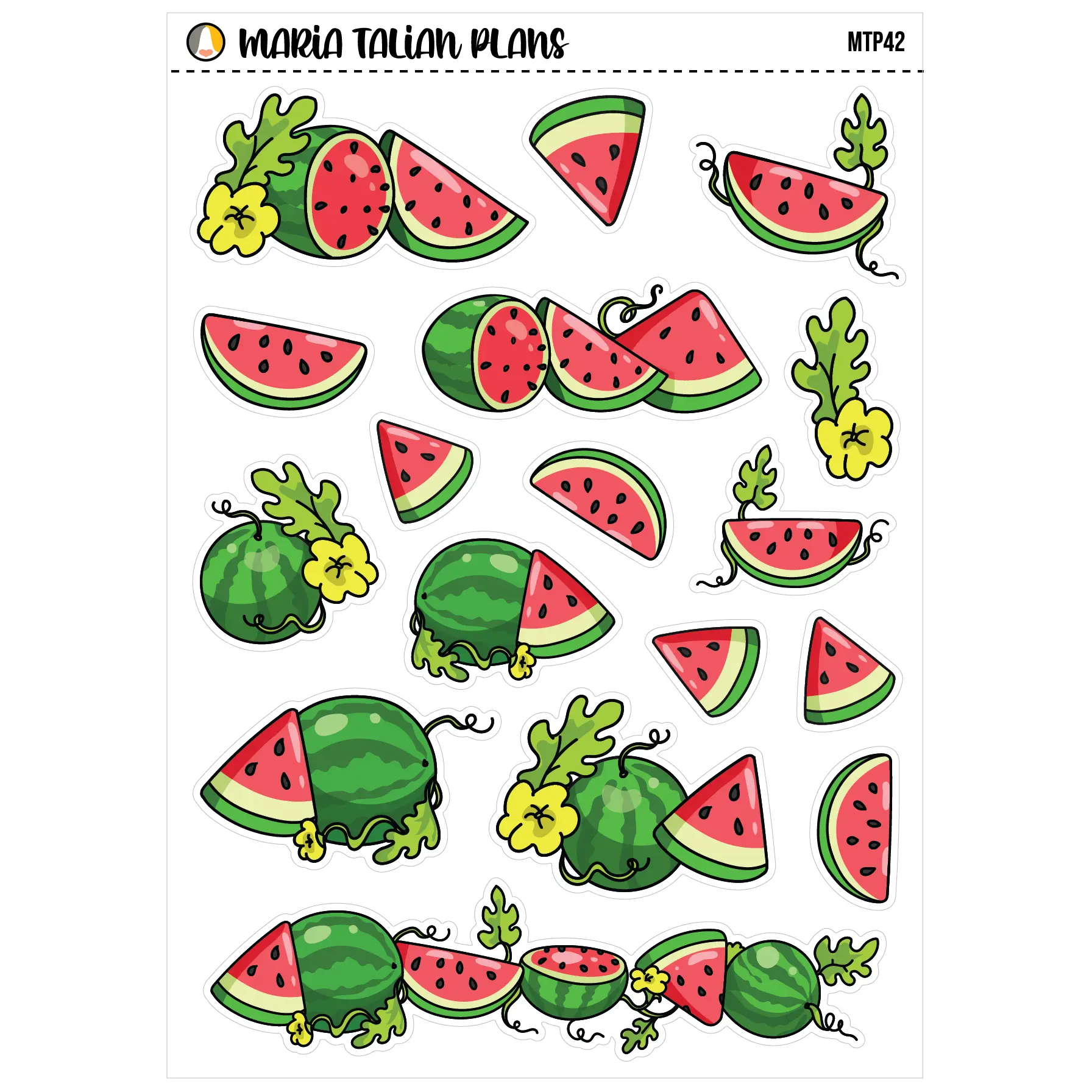 Watermelon | Vinyl Deco Sticker Sheet | Cute Vinyl Planner Stickers