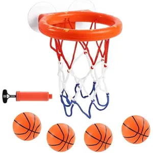 Cyfie Silent Indoor Basketball Set with Hoop | Noise-Free Rebound Foam Ball for Kids & Adults, Apartment Friendly Quiet Training Toy Bath Toys for Toddlers - Bathtub Basketball Hoop Set with 4 Balls for Kids Ages Suction Cup Shower Toy for Boys and Girls