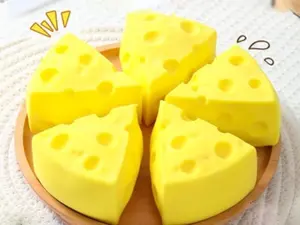 Ultra-Realistic Cheese Squeeze Toy — A Slow-Rising Stress Reliever | A Tactile, Soft-Touch Fidget Toy—Also a Creative Desktop Ornament