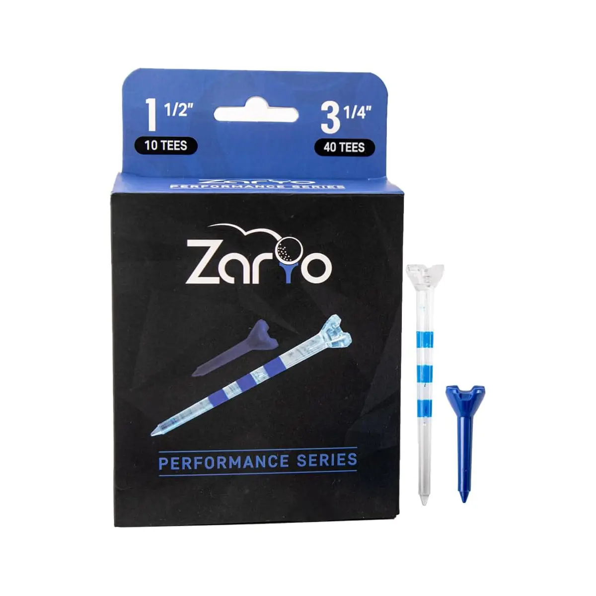 Zario Performance Series Durable Plastic Golf Tees 50-Pack - 40 Long 3 1/4" & 10 Short 1 1/2" Tees for Men & Women Blue with 4-Prong Design for Maximum Distance