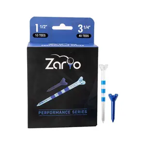 Zario Performance Series Durable Plastic Golf Tees 50-Pack - 40 Long 3 1/4" & 10 Short 1 1/2" Tees for Men & Women Blue with 4-Prong Design for Maximum Distance