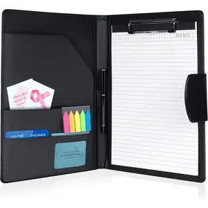 Padfolio Clipboard Folder, Leather Portfolio Organizer Binder with  Closure Cover for Interview Resume Office Conference, Business Portfolio Included Letter Sized Papers & Sticky Tabs & Pen