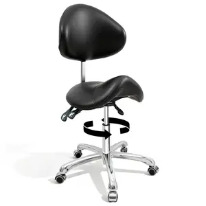 Saddle Stool Ergonomic Saddle Chair Back Support Tattoo Esthetician Chair Wheels Anti Fatigue Design Salon Dental Lab Office Home Kitchen
