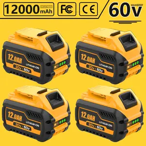 4-Pack 12000mAh High Capacity 12.0Ah Lithium Ion Battery Replacement for Dewalt 20V/60V MAX Tools DCB606DCB609DCB612DCB208DCB207DCB206 Cordless Power Tools