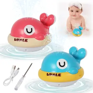 Water-spraying Baby Bath Toy Glowing Blue Pink Whale Bath Toy Water Ball for 1-3 Year-old Toddlers Pool Bathtub Toy with USP Charging Port Data Cable Gift for Holiday Parties