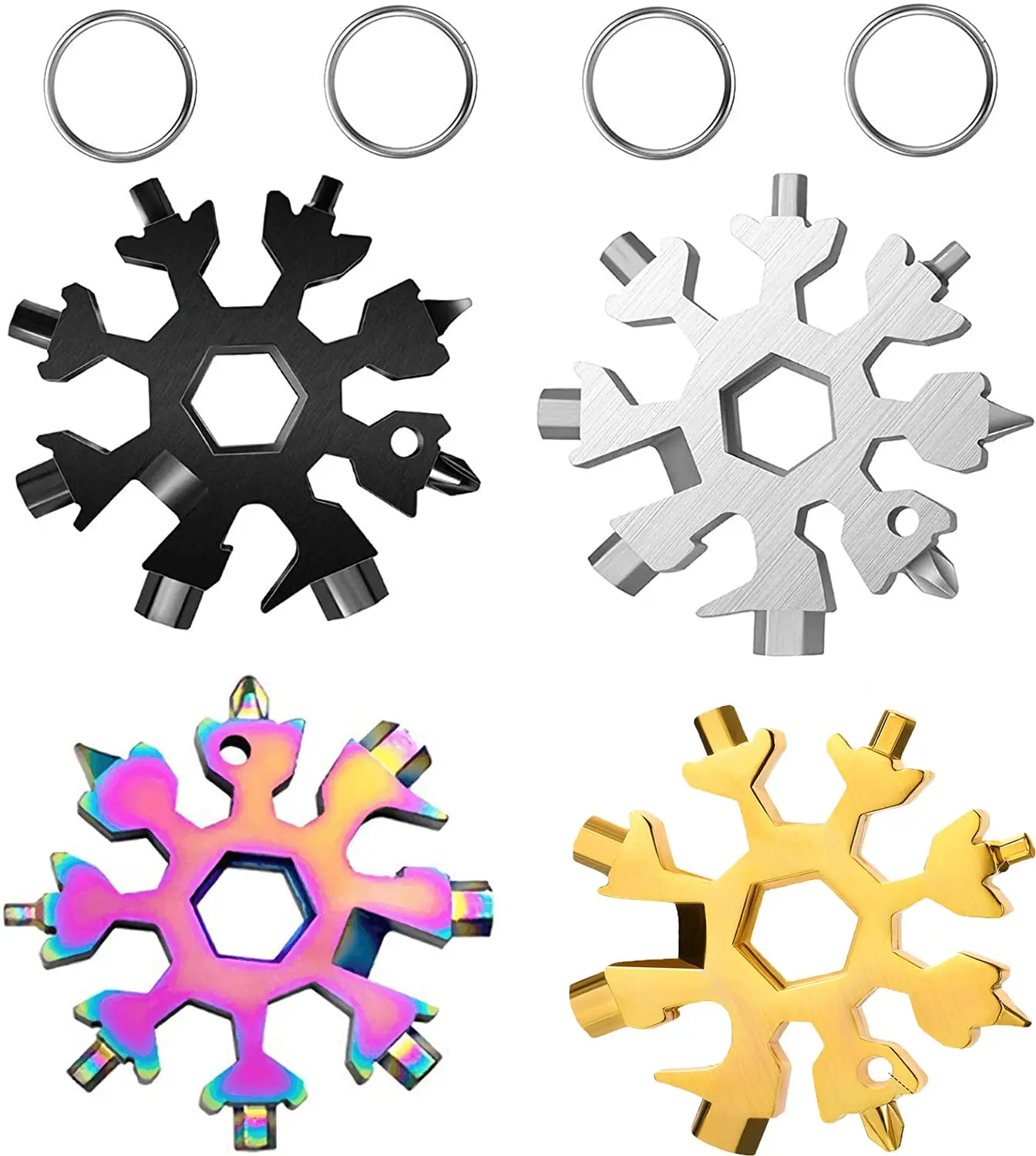 18-in-1 Stainless Steel Snowflake Multitool - EDC Hand Tool with Bottle Opener, All-in-1 Screwdriver, Birthday Gift for Dad, Stocking Stuffer, Must-Have Survival Gadget unique