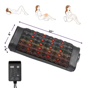 Far Infrared Heating Pillow Model B50 - Lightweight, Adjustable, Relaxing, 8 Natural Gemstones Inlaid, 660nm Red & 850nm NIR Dual Light Tech, Single Copper Coil Even Heating, 1-12H Smart Timer for Neck & Head