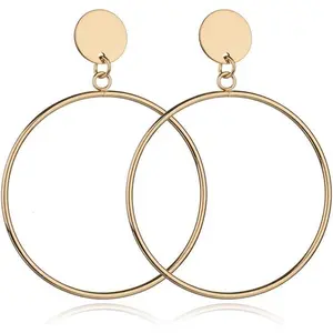 Geometric Double Circle Round Stud Earrings Women's Lucky Number 8 Shape Hollow Big Hoop Earrings