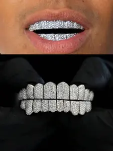 Fashionable Rhinestone Zircon Tooth Jewelry Set, Hip Hop Trendy Sparkle, Perfect for Rave Parties, Funny Abstract Rap Concerts
