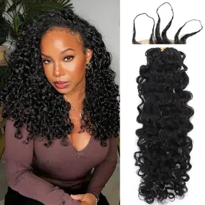Burmese Curly Crochet Human Hair Knotless Pre-Separated Crochet Hair Extensions Human Hair Natural Black Feather Human Hair Extension