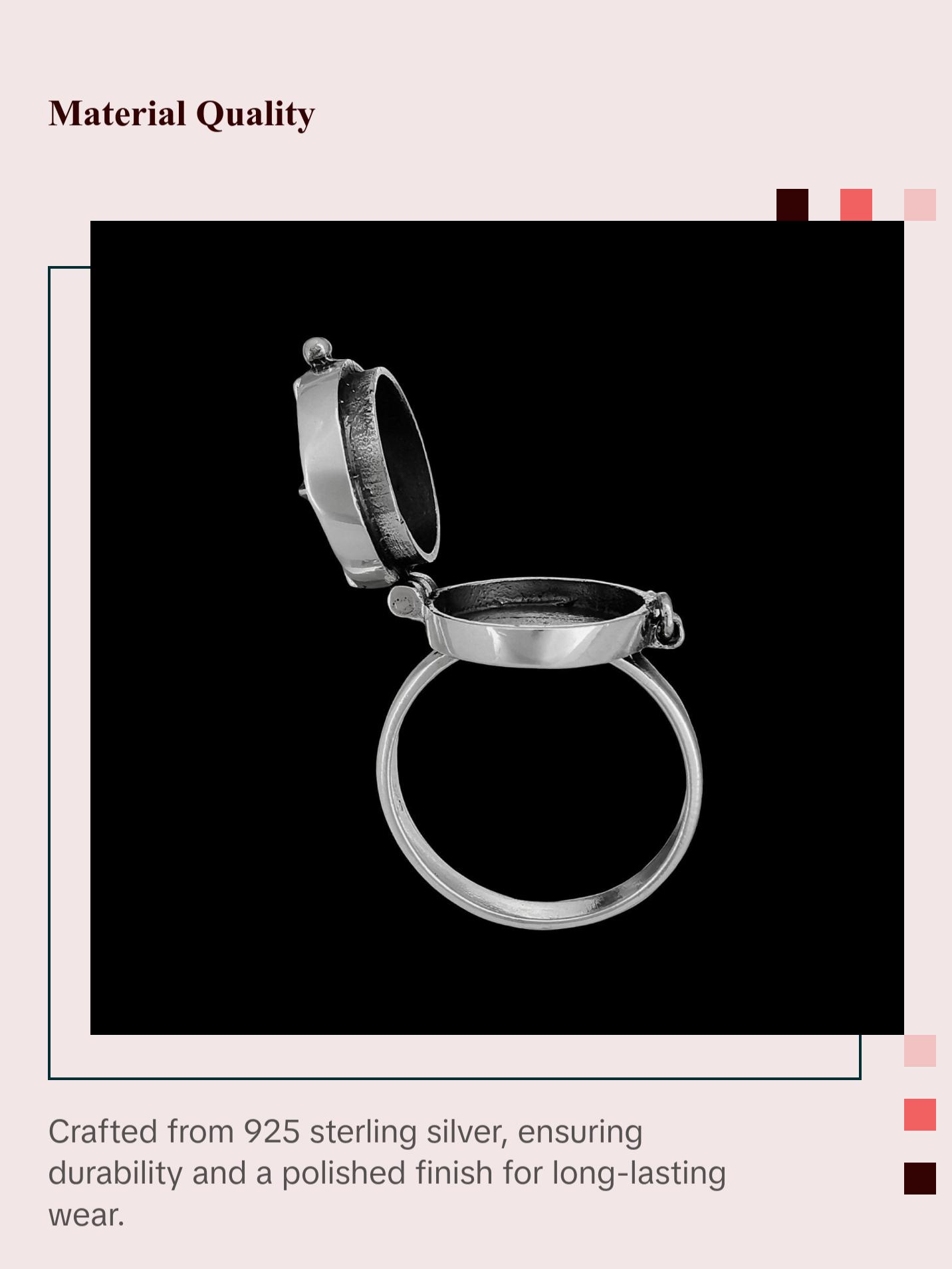 925 Sterling silver pentagram poison ring which opens and closes