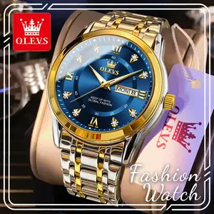 OLEVS 5513 Men’s Classic Business Quartz Watch, Stainless Steel Waterproof Wristwatch with Luminous Day-Date Dial, Luxury Style Ideal Gift for Him