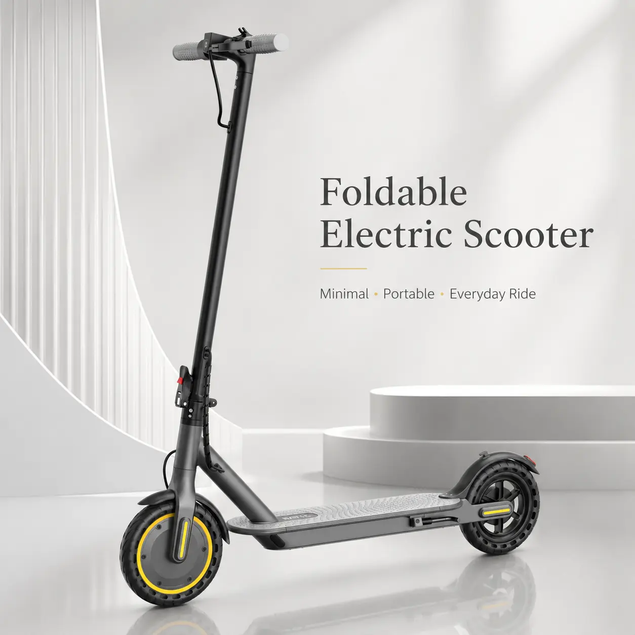 Foldable Electric Scooter for Adults, 350W Motor E-Scooter, 16 MPH Top Speed, Up to 12 Miles Range, 8.5" Solid Tires, Dual Braking, Lightweight Portable Commuter Scooter for City & Campus