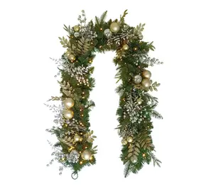 Puleo International 6' x 10" Pre-Lit Gold Decorated Artificial