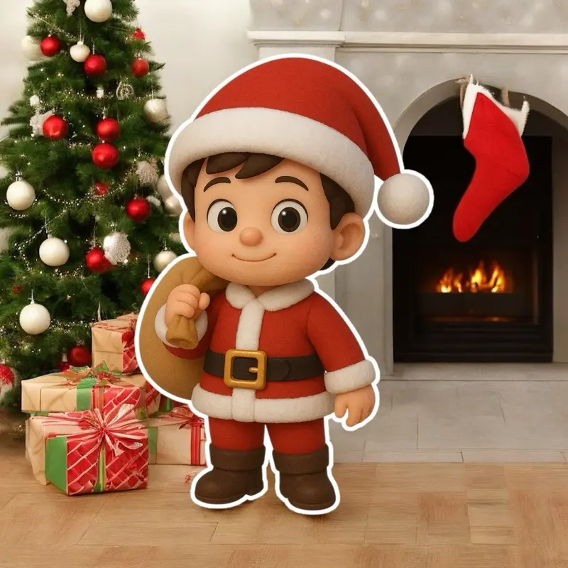 Santa Boy Cutout Party Prop Centerpieces Backdrop for Festive Christmas Decorations
