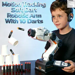 Cool Inductive Robot Arm,2.4GHZ Motion-Tracked Blaster,Motion Control Automatic Toy Machine with Wearable Shoulder Mount &10 Darts  Remote Control Toys for Boys Children's Day/Christmas/Birthday  RC toy Rechargeable RC Toys for 8-12