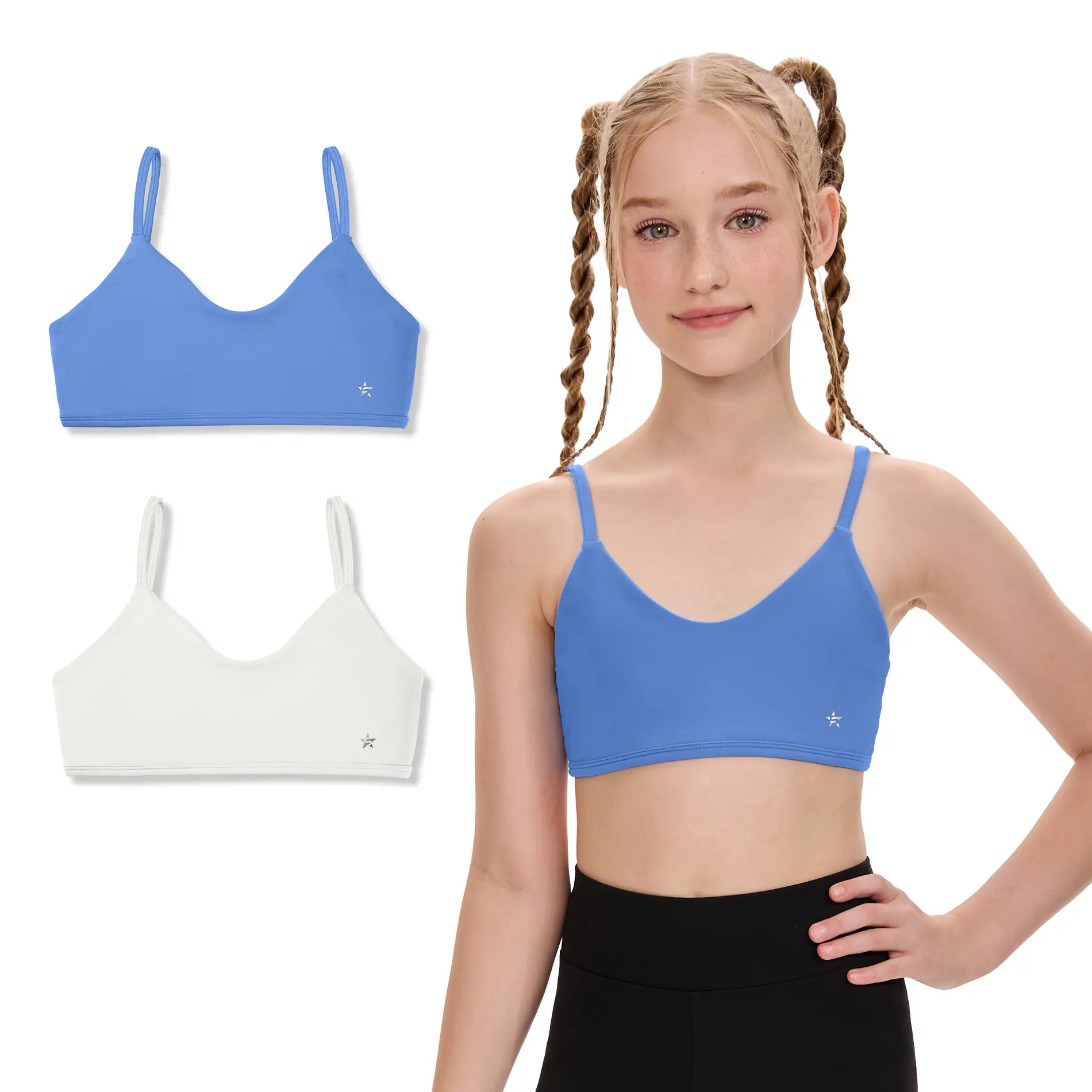 Sascina Girls' Training Bra, Seamless Sport Bra Cami with U-back Cutout, Soft Double-Liner and Smooth Concealed Stitching, Nylon, Everyday Outfits, Stretchy Fabric, Ages 7-12, Pull-On Style, Tag-Free Care, 10 - 11 Years [403]
